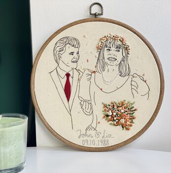 Personalised Hand Embroidered Couples Wedding Portrait, 8 of 8