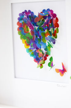 Framed Handmade 3D Colourful Butterfly Heart, 3 of 7