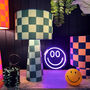 Handmade Checkerboard Velvet Lamps In Apple Sours, thumbnail 4 of 6
