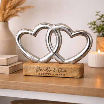 Anniversary Gifts Personalised Double Heart Ornament, 5 of 6