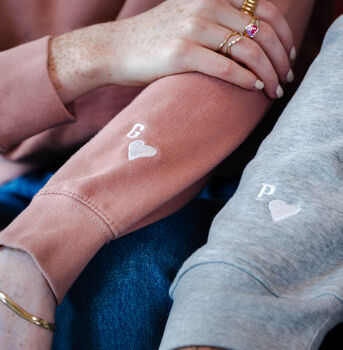Embroidered Initial And Heart Cuff Sweatshirt Set, 5 of 8