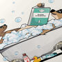Meerkat In The Bath, Funny Toilet Art, thumbnail 2 of 9