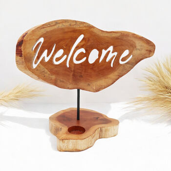 Welcome Home Wooden Tealight Holder Gift For Her, 2 of 3