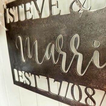 Personalised 'Married' Metal Wedding Ceremony Sign, 3 of 7