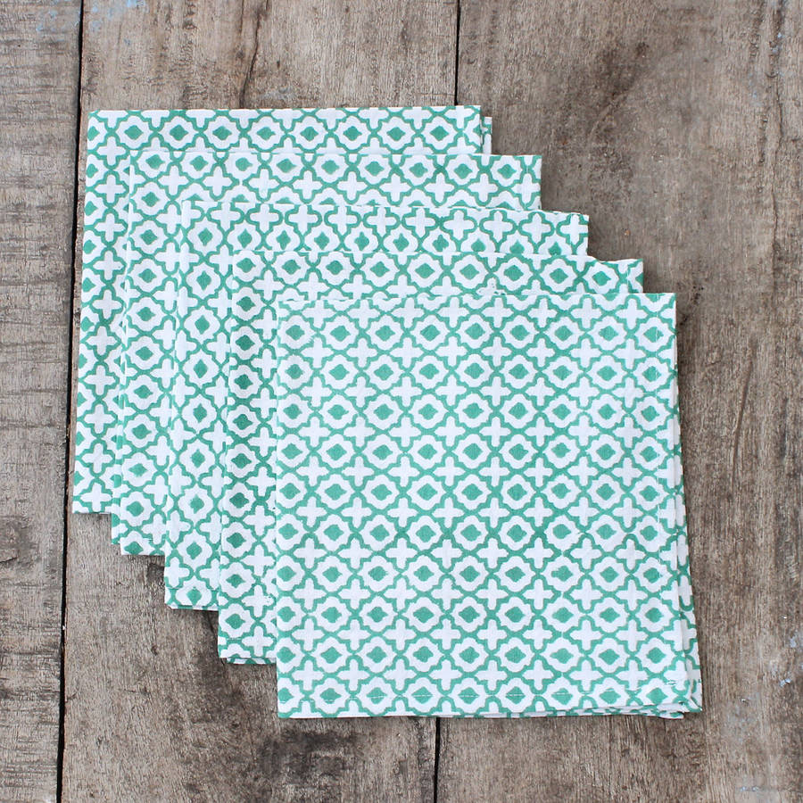 block print napkins by ibbi direct ltd | notonthehighstreet.com