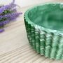 Emerald Green Wide Ridged Storage Pot With Lid, thumbnail 5 of 7