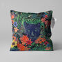 Cushion Cover The Black Panther Behind Of The Flowers, thumbnail 1 of 7