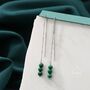 Sterling Silver Genuine Malachite Threaders, thumbnail 1 of 10