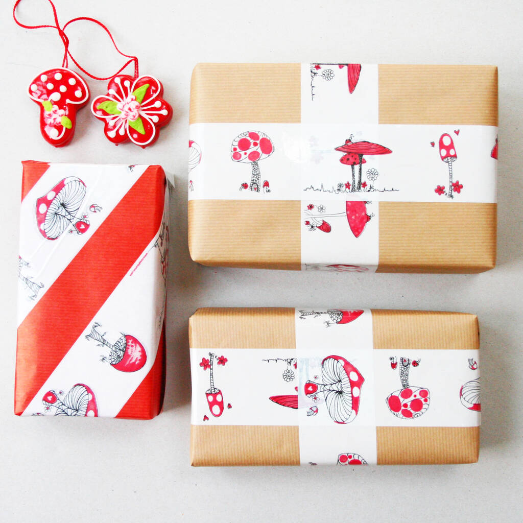 Wrapping Tape Festive Toadstools, 1 of 7