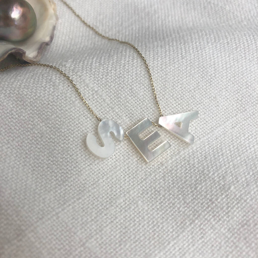 Mother of Pearl Initial Necklace - MELANIE MARiE