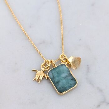 'The Trio' Emerald Necklace, Gold Plated, 3 of 11