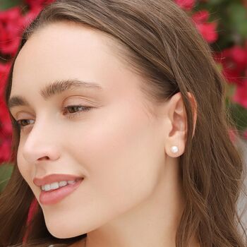 Pearl Stud Earrings Six Mm In Sterling Silver And Gold, 5 of 9