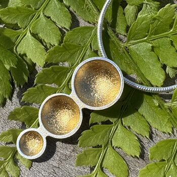 Small Triple Gold Leaf Dome Pendant, 4 of 8