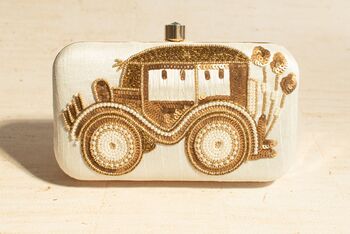 Cream Baraat Car Embroidered Clutch, 4 of 6