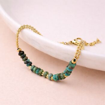 Personalised Waterproof Gold Plated African Turquoise Bracelet, 2 of 8