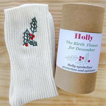 Birthday Flower Cashmere Wool Women's Bed Socks Gift, 7 of 9