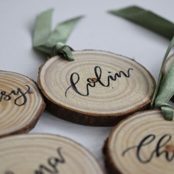 Personalised Wood Wedding Favour Place Names X 10, 4 of 8