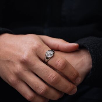 Silver Saint Michael Small Stainless Steel Signet Ring For Men, 12 of 12