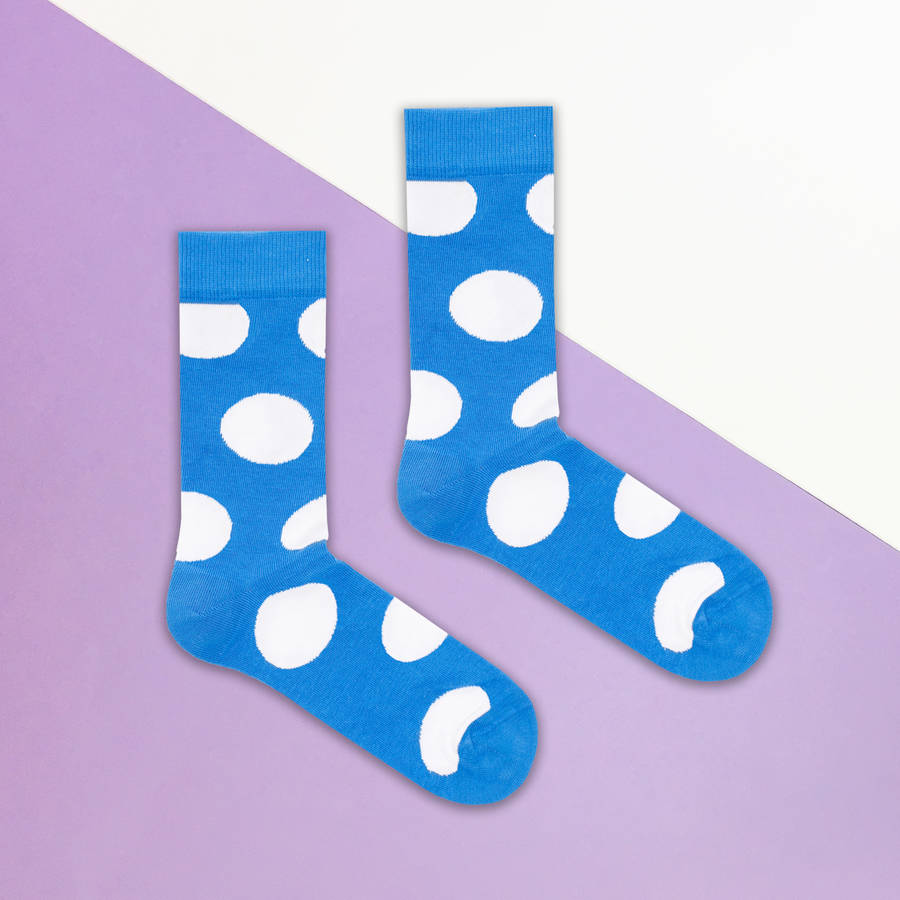 Blue Large Polka Dot Sock By Bryt
