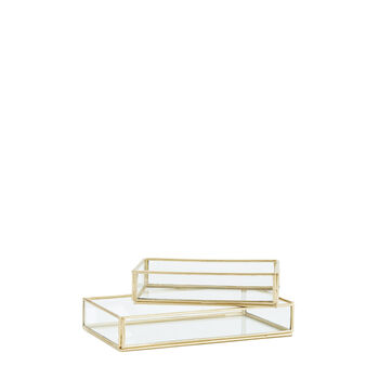 Set Of Two Glass And Brass Storage Trays, 2 of 2