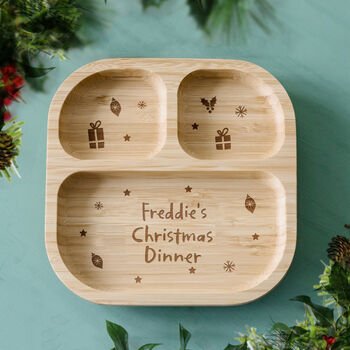 Personalised Christmas Bamboo Suction Plate, 4 of 4