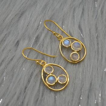 Rainbow Moonstone Earrings: Gold Or Silver Drop, 6 of 12