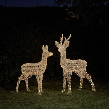 Outdoor Battery Dual LED Stag And Doe Christmas Figures, 2 of 4