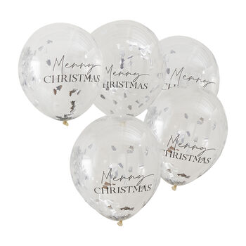 Silver Merry Christmas Confetti Balloons, 2 of 3