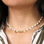 Stainless Steel Fish Charm Beaded Necklace In Gold Plating, thumbnail 1 of 5