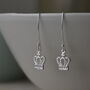 Sterling Silver Crown Drop Earrings, thumbnail 1 of 3