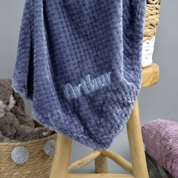 Personalised Dusty Blue Honeycomb Blanket For Baby, 10 of 10