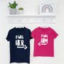 It Was Him/Her! Sibling Rivalry Babygrow And Tee Set, thumbnail 5 of 8