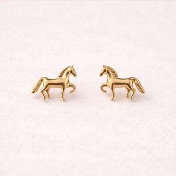 Horse Stud Earrings, In Silver And Gold Plated Or 925 Sterling Silver, 2 of 7