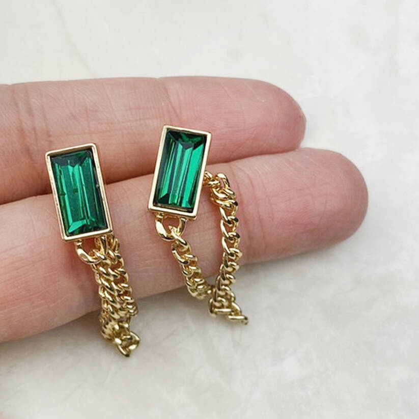 Emerald Dangle Drop Earring By Rabal