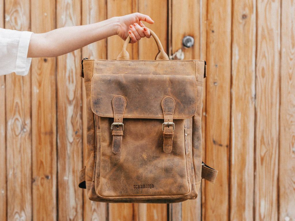 Leather Laptop Tote Backpack, 1 of 10
