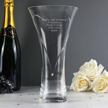 Personalised Heart Silver Swarovski Hand Cut Glass Vase, 2 of 4