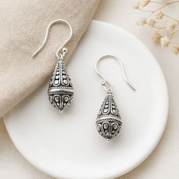 Sterling Silver Teardrop Filigree Drop Earrings, 2 of 4