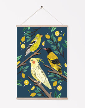 Yellow Birds And Lemons Print, 2 of 3