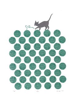 Cat Screen Print In Teal Green, 6 of 6