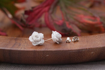 Hand Painted Rose Stud Earrings In Different Colours, 6 of 8