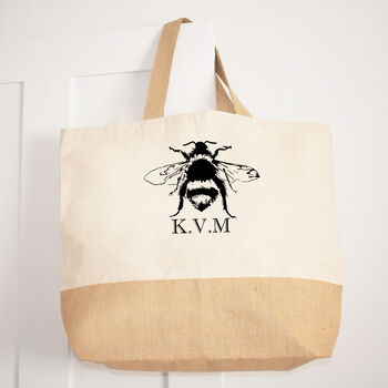Bee, Personalised Initials Canvas Shopping Bag, 2 of 2