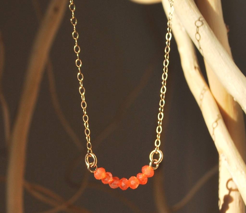 gold gemstone bar necklace by lily king