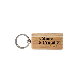Up North Rectangular Oak Keyring 'Manc And Proud' | Novelty Keyring | House Keys, 2 of 2