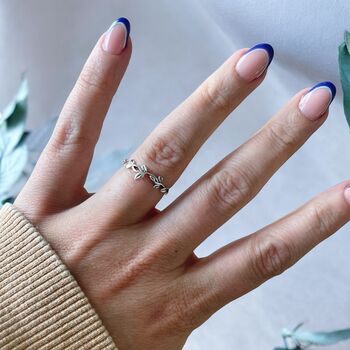 Sterling Silver Oxidised Leaf Ring, 3 of 4