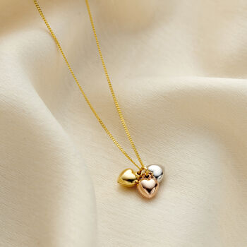 Mixed 9ct Gold Heart Charm Necklace, 2 of 5