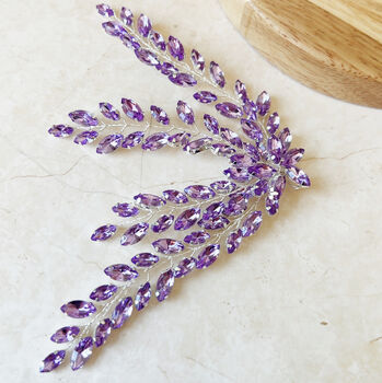 Lilac Crystal Leaf Headpiece, 3 of 4