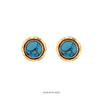 Maya Turquoise Stud Earrings Silver Or Gold Plated, 6 of 12