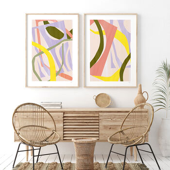 Pastel Abstract Cut Out Shapes Prints Set Of Three, 4 of 10