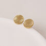 Gold Plated Sterling Silver Sunburst Circle Disc Stud Earrings – 5mm, thumbnail 5 of 9