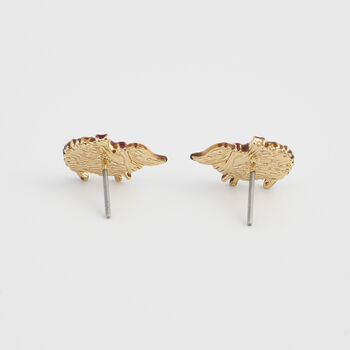 Cosy Hedgehog Charm Stud Earrings, 4 of 5